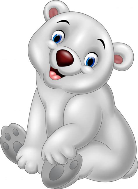 Cartoon Baby Polar Bear Sitting Vector Premium Download