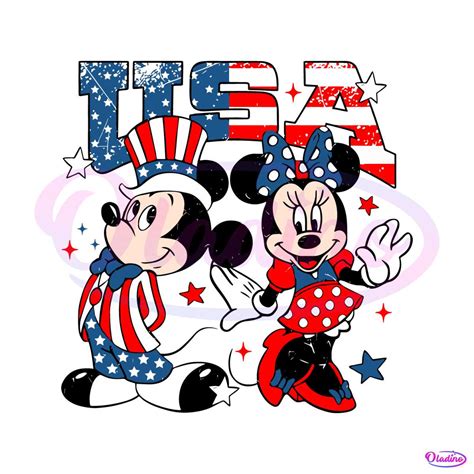 Vintage Disney Mickey And Minnie 4th Of July Patriotic Day Svg Files