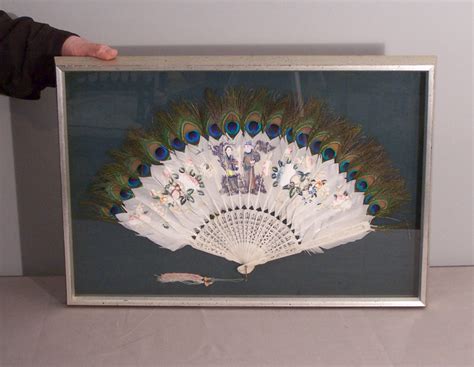 China Trade Hand Painted Peacock Feather Fan C1850 Item 6944 For