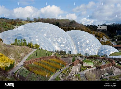 A View Of The Biomes At The Eden Project Tourist Attraction And Ecology