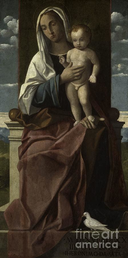 Virgin And Child Enthroned 1516 Painting By Girolamo Da Santacroce