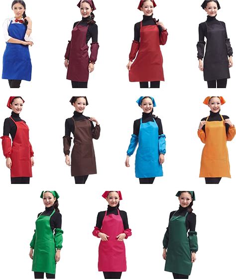 Total 11 Pcs Plain Color Bib Apron Adult With Front 2 Pocket Home And Kitchen