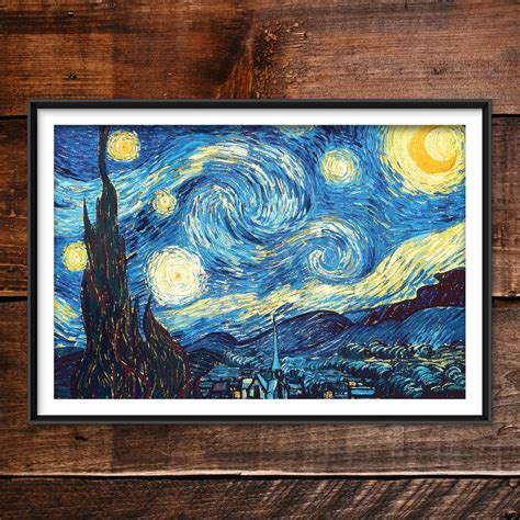 Van Gogh Starry Night Line Drawing ~ Parallax Artwork Vincent Van Gogh