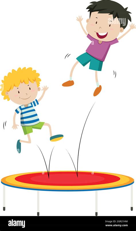 Boys Jumping On Trampoline Stock Vector Image And Art Alamy