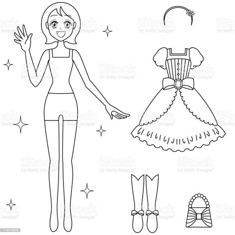 illustration of girls paper doll stock illustration download image now coloring book page