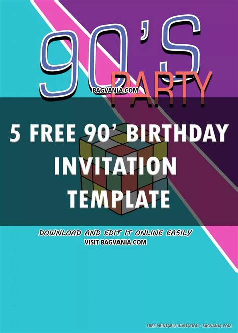 Free Printable 90s Birthday Invitation Templates Free Printable