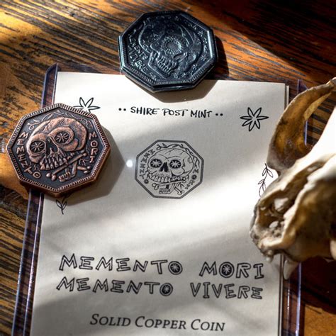 Memento Mori Memento Vivere Copper Keychain Shire Post Mint