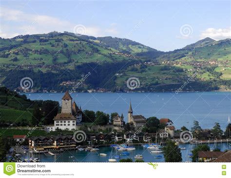 Mountain Scene Spiez Switzerland Stock Images Image