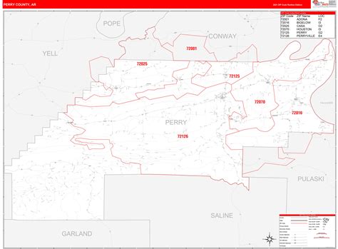 Perry County Ar Zip Code Wall Map Red Line Style By Marketmaps Mapsales
