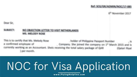 No Objection Letter For Visa Application And Sample Schengen Travel