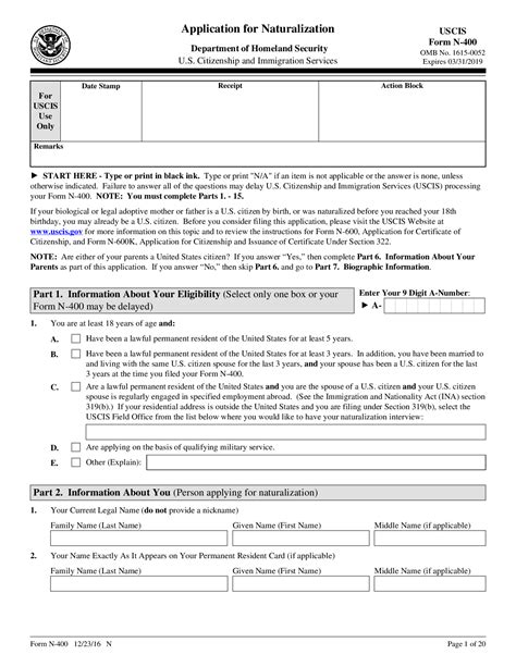 N 400 Fillable Form Printable Forms Free Online