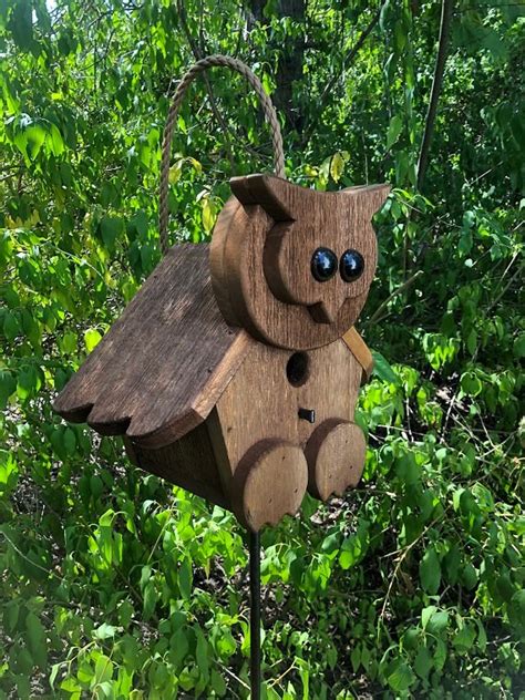 Unique Hoot Owl Birdhouse Primitive Rustic Country Bird House Etsy
