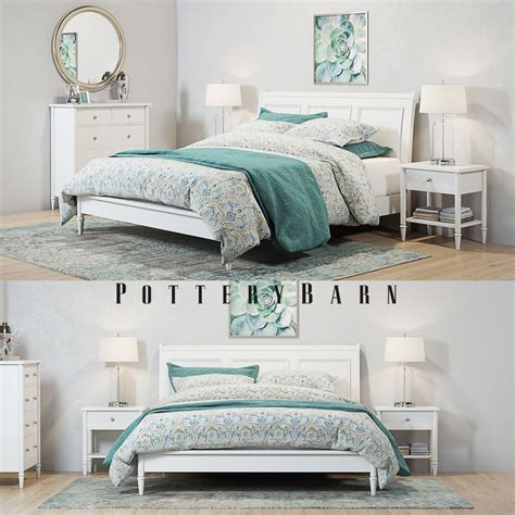 Pottery Barn Crosby White Bedroom set 3D model | CGTrader