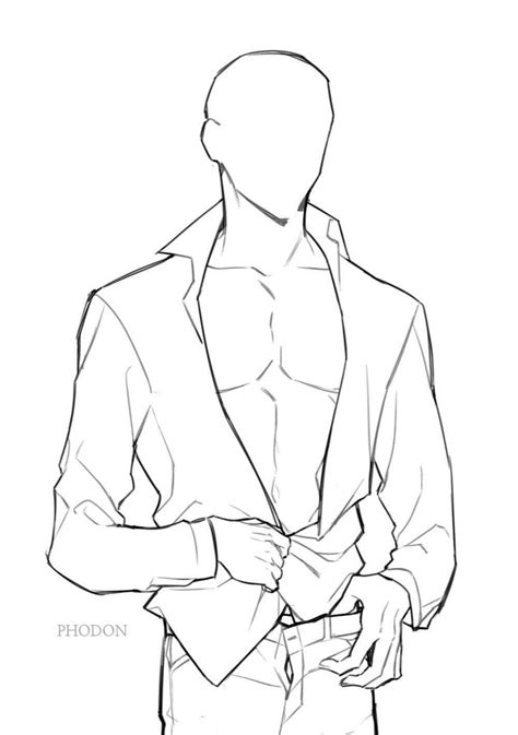 Anime Male Body Reference Sketch Protes Png