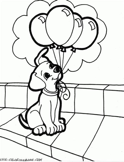 Animals Coloring Pages Cute Puppy Playing Kids Coloring Pages