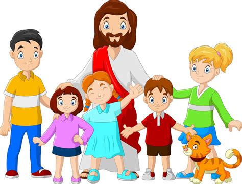 Cartoon Jesus Christus With Children 12816642 Vector Art At Vecteezy