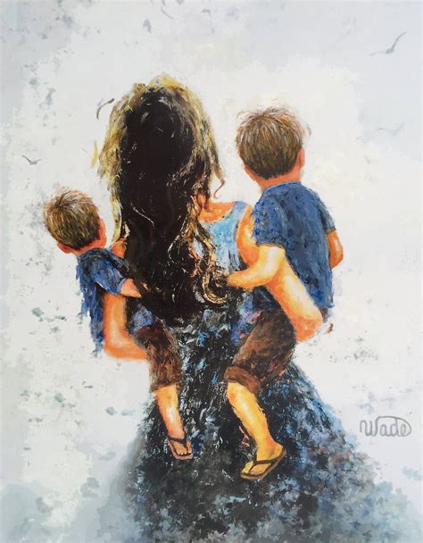 Mother Two Sons Art Print Two Boys Two Brothers Mother Etsy Boys