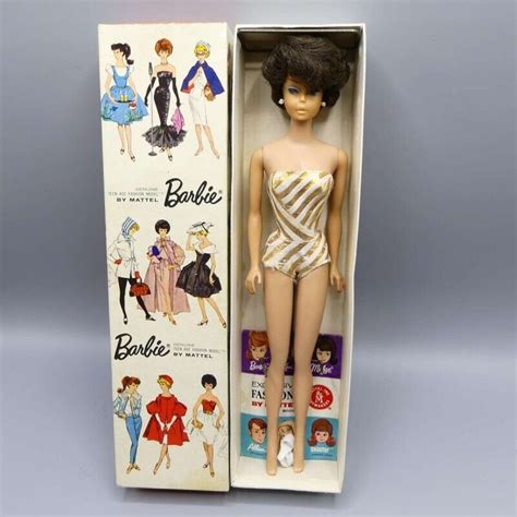 Vintage European Sidepart Bubblecut Barbie Brunette Doll From Mib Ebay