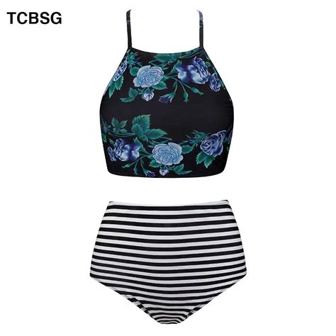 Tcbsg 2019 High Waist Bathing Suit Sexy Women Swimsuit Plus Size Swimwear Print Bikini Set Beach
