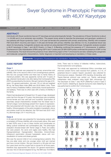 Pdf Swyer Syndrome In Phenotypic Female With Xy Karyotype