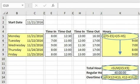 Excel Timesheet Template With Formulas Addictionary