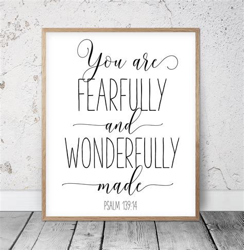 You Are Fearfully And Wonderfully Made Psalm 139 14 Bible Etsy