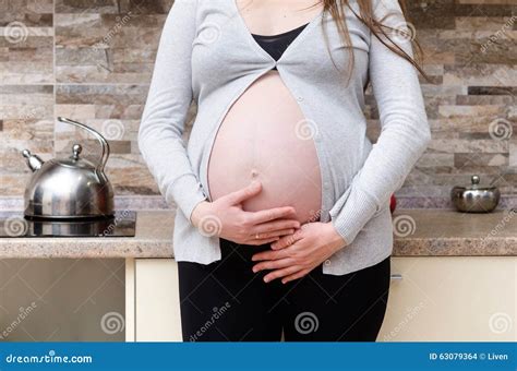 Nude Belly Of Pregnant Woman Stock Photo Image Of Holding Ethnicity
