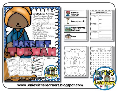 Lanies Little Learners Harriet Tubman No Prep Printables