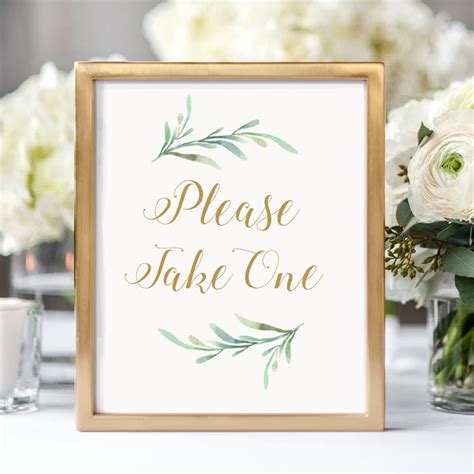 Please Take One Sign Printable Favour Please Take One Sign Greenery