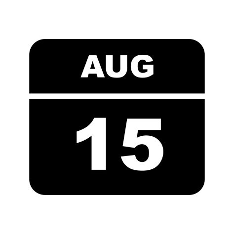 August 15th Date On A Single Day Calendar 498785 Vector Art At Vecteezy