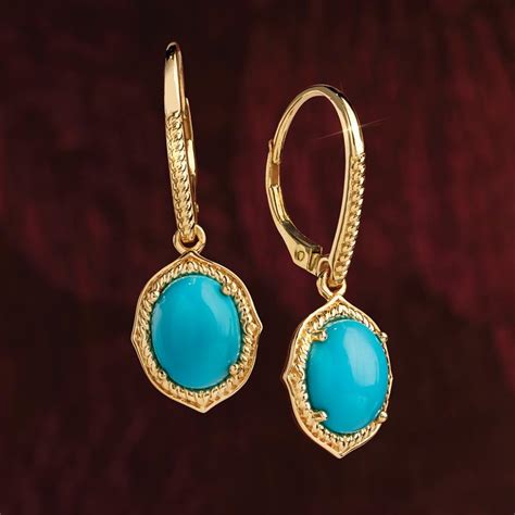K Yellow Gold Sleeping Beauty Turquoise Earrings