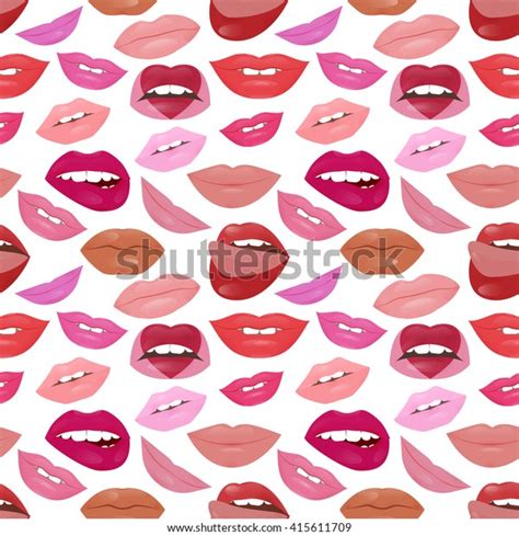 Glamour Fashion Lips Pattern Different Lipstick Stock Illustration 415611709 Shutterstock
