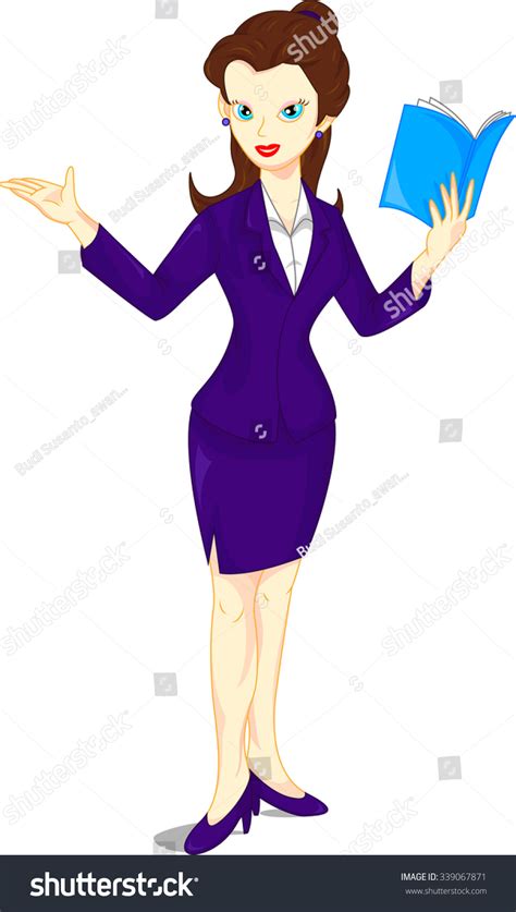 Cartoon Female Teacher Standing Stock Vector 339067871 Shutterstock