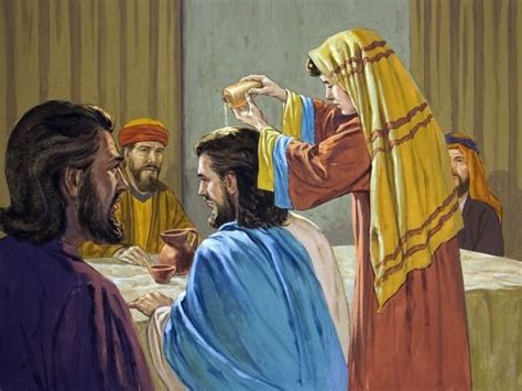 Jesus Anointed At Bethany Mary Anoints Jesus Head At Bethany Bible