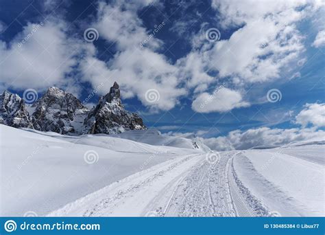 White Snow Mountain Panorama Sunny Day Stock Photo Image Of