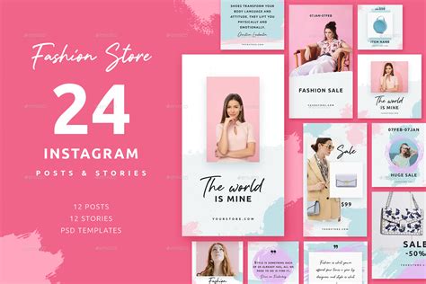 Fashion Store Instagram Posts And Stories Web Elements Graphicriver