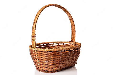 Premium Photo Brown Wicker Basket Handmade On White Background