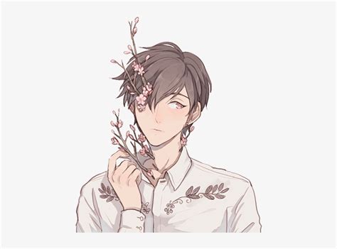 Anime Boy With Flowers Transparent Png 470x537 Free Download On Nicepng