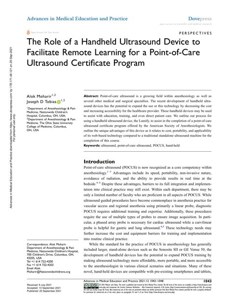 Pdf The Role Of A Handheld Ultrasound Device To Facilitate Remote