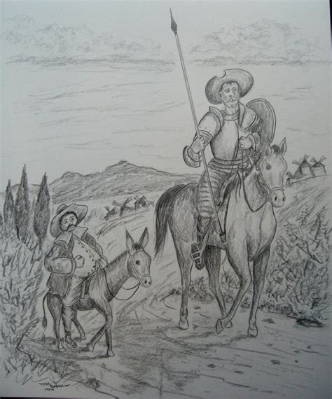 Don Quixote And Sancho Panza Pencil 14x17 May 28 2014 Sancho