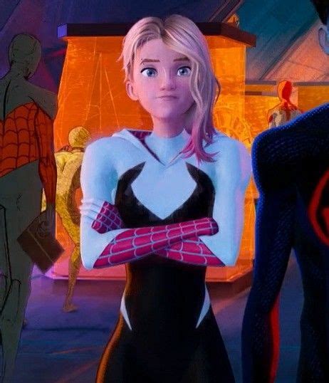 The Animated Spider Man And Woman Are Standing Next To Each Other