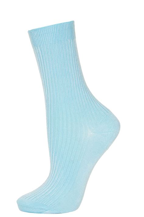 Topshop Sky Blue Slinky Ankle Socks Lyst