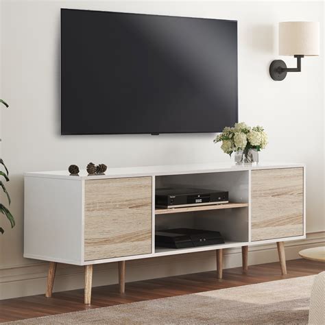 Modern Tv Media Cabinet Wood Tv Stand Media Console With 4 Open