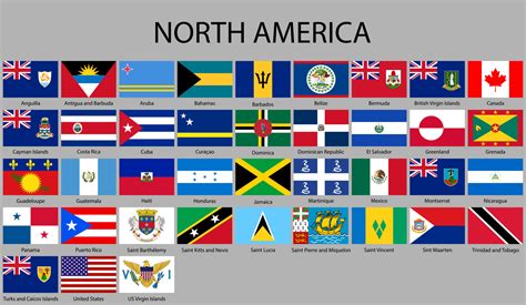 All Flags Of North America 21983164 Vector Art At Vecteezy