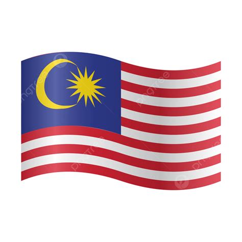 Gambar Ilustrasi Vektor Realistis Bendera Malaysia Malaysia Bendera