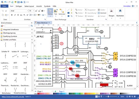 Just like on the diagram, we start with the stop pushbutton. Super Schaltplan Software