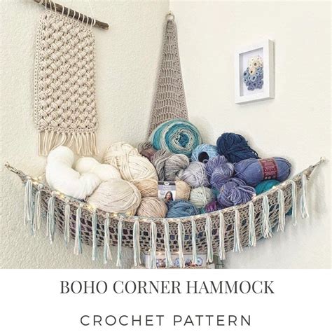 I used wall anchors to hang the large hammock. Boho Corner Hammock - Digital PDF Crochet Pattern - Yarn ...