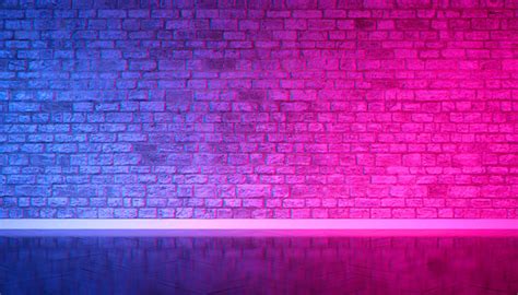 Brick Wall In Neon Lighting Stock Photo Download Image Now