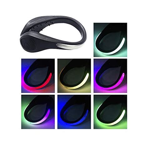 Teqin 1pair Black Shell Colorful Led Flash Shoe Safety Clip Running