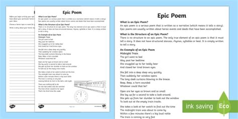 Epic Poem Writing Template Australia Teacher Made